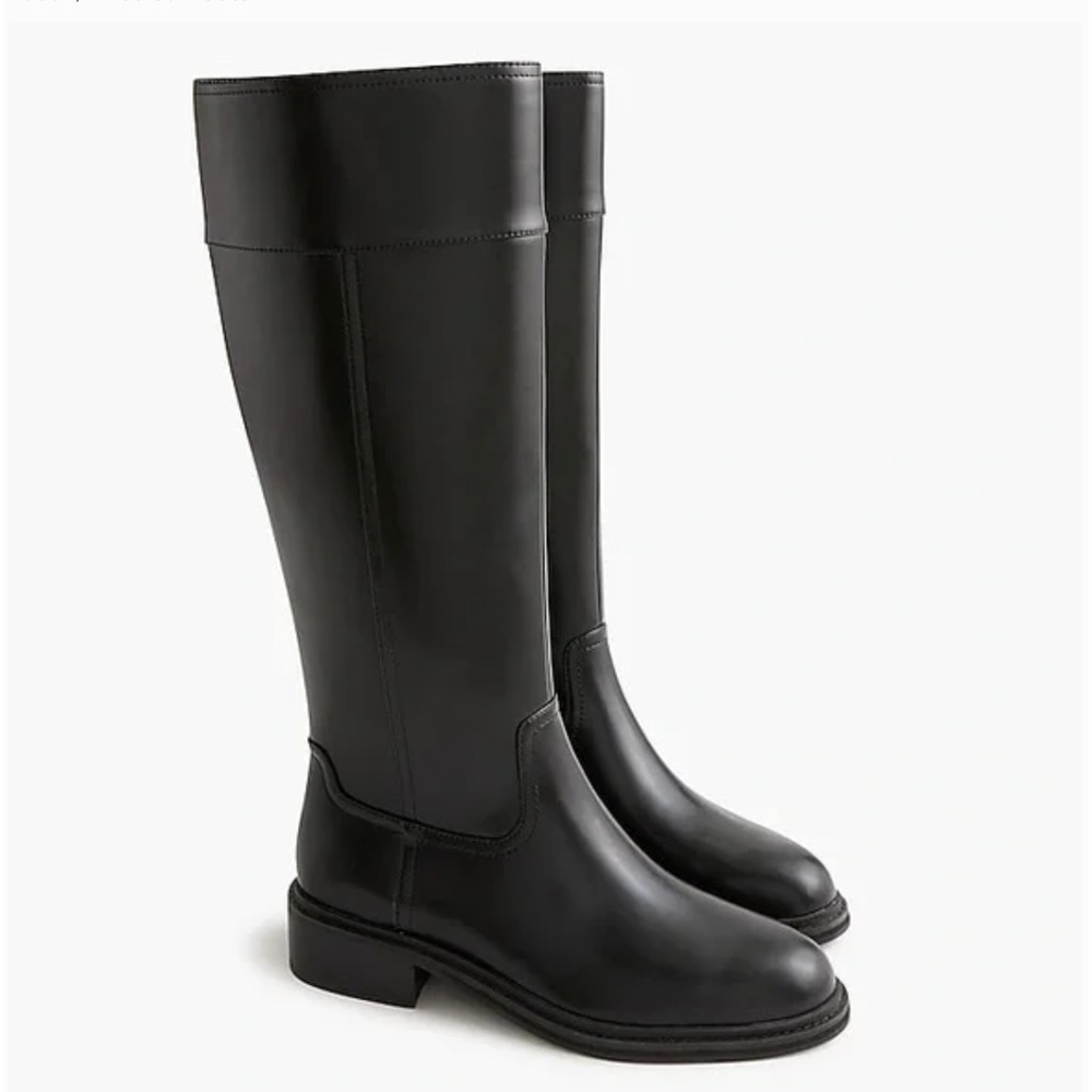J Crew Tall Riding Boots 8 Black NWT Knee High Vegan Leather Prep CL396 J.Crew - Picture 1 of 4